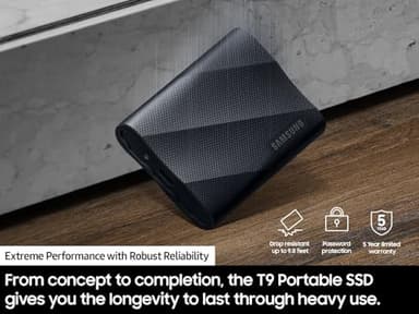 SAMSUNG T9 Portable SSD 4TB, USB 3.2 Gen 2x2 External Solid State Drive, Seq. Read Speeds Up to 2,000MB/s for Gaming, Students and Professionals,MU-PG4T0B/AM, Black (pack of 1) - Image 6