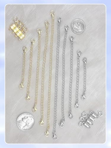 Evnlo Necklace Extender and Magnetic Necklace Clasp,Gold and Silver Chain Extenders for Necklaces Bracelet Jewelry - Image 5