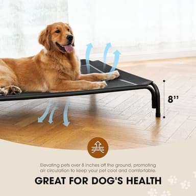 Elevated Dog Bed, Raised Outdoor Dog Bed for Large Sized Dog, Portable Cooling Pet Cot with Breathable & Washable Mesh, Indoor & Outdoor Pet Hammock with Skid-Resistant Feet - Image 5