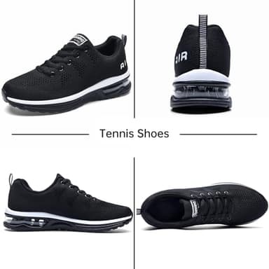 QAUPPE Womens Fashion Lightweight Sports Walking Sneakers Breathable Gym Jogging Running Tennis Shoes (Black US 8 B(M) - Image 3