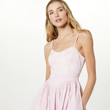 The Drop Women's Perla Shaped Waist Mini Dress Soft Pink Rose Floral Print, 2X, Plus Size - Image 3