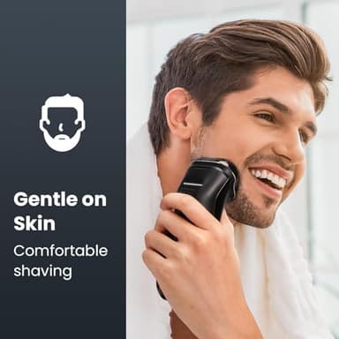 Electric Razor for Men Cordless: Wet/Dry Rotary Shaver Waterproof - USB Fast Charging & Sensitive Skin Care - Pop up Trimmer & Precision Blades Classic Black - Image 5