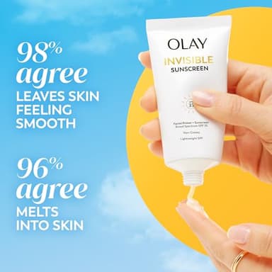 Olay Invisible Sunscreen, SPF 35, 100% Invisible Facial Sunscreen and Makeup Primer - Fragrance-Free, Weightless, No White Cast Broad Spectrum Sun Protection with Vitamin C & E, Aloe Vera, 1.7 Oz - Image 8