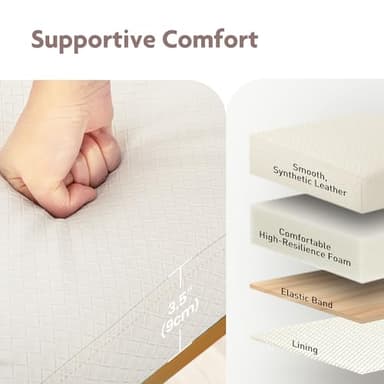 ALPHA HOME 24” Bar Stools Set of 4 Counter Height Bar Stool Pu Leather Kitchen Modern Bar Stools with Backrest Upholstered Footrest Sturdy Chromed Metal Steel Frame, Off-White - Image 7