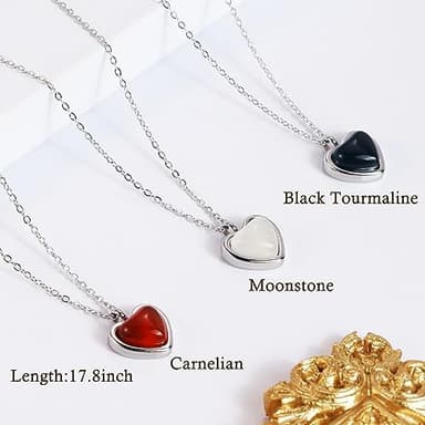 SmileBelle Black Heart Necklace for Women, Gothic Black Necklaces Black Tourmaline Necklace as Birthday Gifts for Her, Black Handmade Jewelry Silver Heart Pendant Necklace for Teen as Tendy Jewelry - Image 6