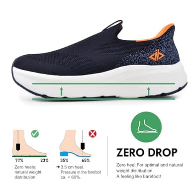JACKSHIBO Mens Slip Ins Free up Hands Shoes Wide Toe Box Arch Support Orthopedic Walking Sneakers Cushioned Thick Zero Drop Sole Metatarsal Pads Blue Size 10.5 - Image 5