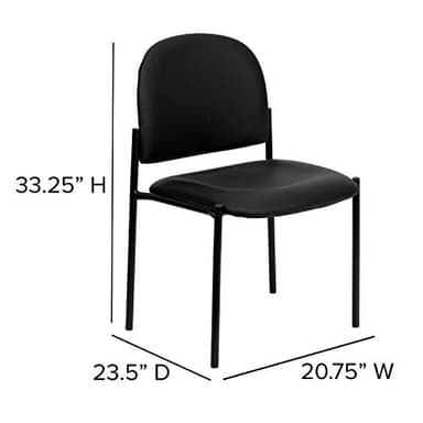 Flash Furniture Tania Comfort Vinyl Upholstered Stackable Side Reception Chair with Padded Seat, Modern Stackable Chair for Living Room/Office, Black - Image 3