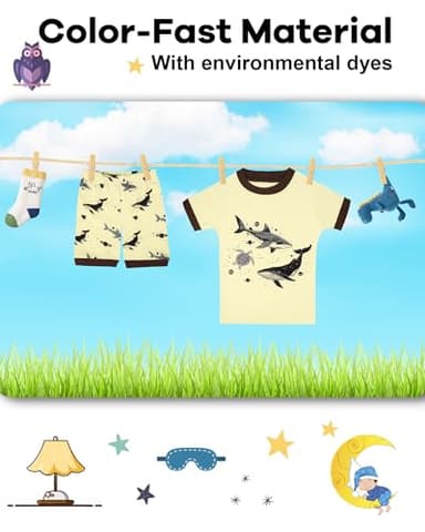 DAUGHTER QUEEN Whale Pajamas for Little Boys Summer Pjs 4T Toddler Kids 4 Piece 100% Cotton Short Sleeve Pj Sets Fish Sleepwear Jammies Shark Clothes Size 4 Years Old XS - Image 7