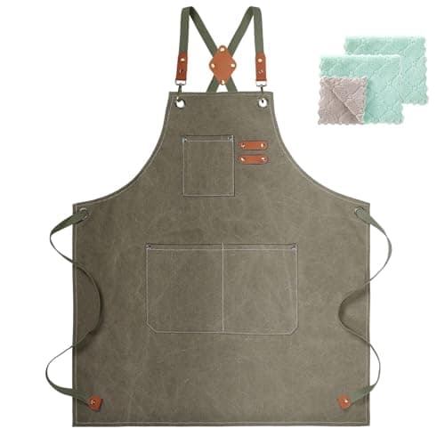 ZOMAO Cotton Canvas Cross Back Apron for Men and Women,Chef Apron With Adjustable Strap and Large Pockets,Kitchen Cooking Baking Bib Heavy Duty Work Apron - Image 1