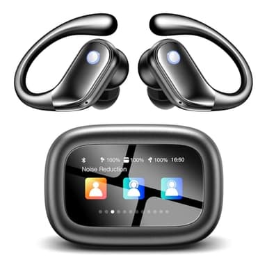 jaddsa Wireless Earbuds, ENC Noise Cancelling Sport Ear Buds with Multifunctional Touch Screen, Bluetooth 5.4 Headphones, Bass Stereo Sound, 5 EQ Over-Ear Earbuds for Sports/Workout/Gym-Black - Image 1