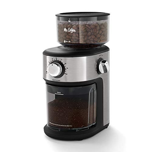 Mr. Coffee Burr Coffee Grinder Automatic Grinder with 18 Presets for French Press Drip and Espresso 18-Cup Capacity Stainless Steel - Image 1