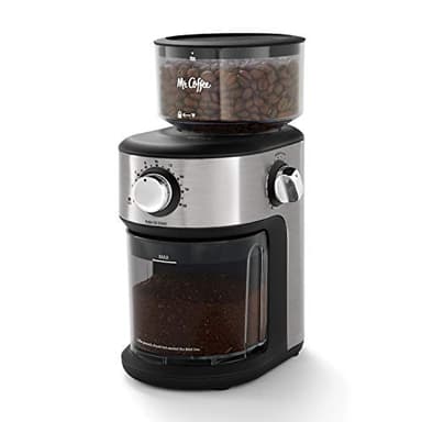 Mr. Coffee Burr Coffee Grinder Automatic Grinder with 18 Presets for French Press Drip and Espresso 18-Cup Capacity Stainless Steel - Image 1