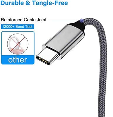 USB C to USB C Cable【15ft 2PACK 60W】 Fast Charge, Long Braided, Type C Charger Cord for iPhone 15/15 Pro/15 Plus/15 Pro Max, iPad Pro/Air, MacBook Air, Samsung Galaxy S23 S22 S21 S20, Note 20, Switch - Image 5