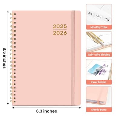Academic Planner 2025-2026 For Women & Men, Monthly and Weekly Calendar Planner, Jul 2025 - Jun 2026, A5 (6.3" x 8.5"), Teacher Student Planning Book with Tabs, Ideal for Office School Supplies - Pink - Image 4