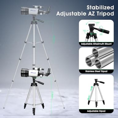 Telescope for Kids Beginners, Telescope for Kids 8-12, High Power 70mm Aperture 300mm Focal Length Astronomical Scope - Image 6