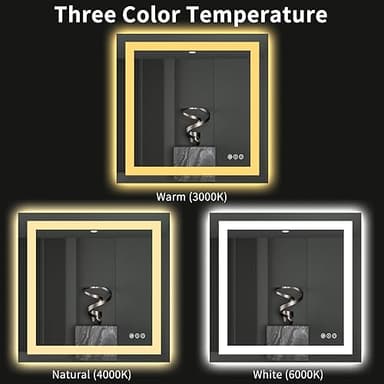 LOAAO 40"X38" LED Bathroom Mirror with Lights, Anti-Fog, Dimmable, Backlit + Front Lit, Lighted Bathroom Vanity Mirror for Wall, Memory Function, Tempered Glass, ETL Listed - Image 4
