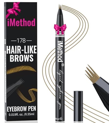 iMethod eyebrow pen - Microblading eyebrow pen, eyebrow pencil with a Micro 4-Fork Tip for Natural Hair-Like Brows, Long-Lasting Eye Brow Pencils for Women, Waterproof, Light Brown - Image 1