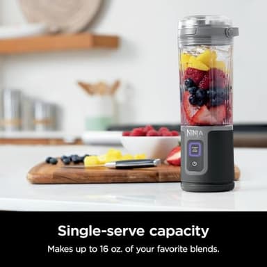 Ninja Blast 16 oz. Personal Portable Blender with Leak Proof Lid and Easy Sip Spout, Perfect for Smoothies, Cordless, USB-C Rechargeable, Dishwasher Safe Parts (Renewed) (Black) - Image 6