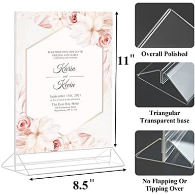 Seencool Acrylic Sign Holder 8.5 x 11 Vertical Double-Sided Flyer Display Stands, Plastic Table Menu Stand, Clear Picture Paper Frames for Office Home Store Restaurant 6Pack - Image 2