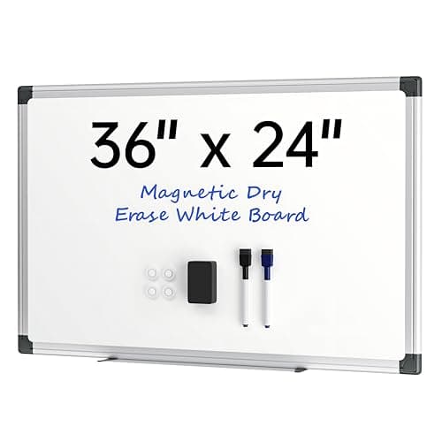 VUSIGN 36" x 24" Magnetic Whiteboard for Wall, Dry Erase Board with Silver Frame, Hanging White Board for Office, Home, Classroom, Conference Room – Accessories Included - Image 1