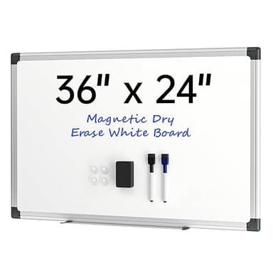VUSIGN 36" x 24" Magnetic Whiteboard for Wall, Dry Erase Board with Silver Frame, Hanging White Board for Office, Home, Classroom, Conference Room – Accessories Included - Image 1