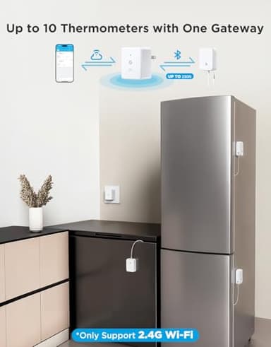 GoveeLife WiFi Refrigerator Thermometer with Alarm, Wireless Digital Freezer Temperature Gauge with App Control, 2 Years Free Data Export, for Home Kitchen Fridge Hot Tub(Only Support 2.4G Wi-Fi) - Image 3