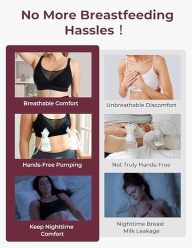 Momcozy Mesh Support Pumping Bra Hands Free Suitable for 36C-44G, HF018 Comfortable Plus Size Pumping and Nursing Bra in One Black - Image 4