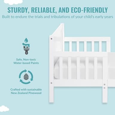 Dream On Me Hudson 3 In 1 Convertible Toddler Bed In White, Greenguard Gold Certified, JPMA Certified, Non Toxic Finishes, Made of Sustainable New Zealand Pinewood - Image 4