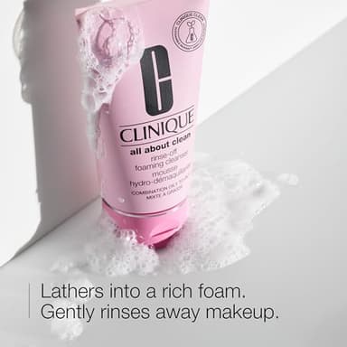 Clinique All About Clean Rinse-Off Foaming Face WashWith Hyaluronic Acid + Glycerin For Oily Skin Types | Dissolves Makeup + Sunscreen, 5 Fl Oz - Image 2