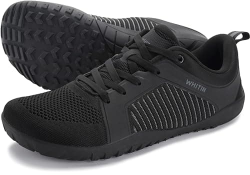 WHITIN Men's Wide Toe Box Trail Running Shoes Barefoot Minimalist Zero Drop Size 12 Cross Training Walking Fitness Lightweight Hiking All Black 45 - Image 1