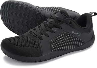 WHITIN Men's Wide Toe Box Trail Running Shoes Barefoot Minimalist Zero Drop Size 12 Cross Training Walking Fitness Lightweight Hiking All Black 45 - Image 1