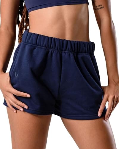 Kamo Fitness CozyTec Sweat Shorts Women High Waisted Lounge Comfy Casual Cotton Shorts with Pockets (Dark Iris, L) - Image 1