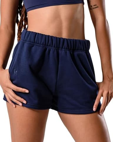Kamo Fitness CozyTec Sweat Shorts Women High Waisted Lounge Comfy Casual Cotton Shorts with Pockets (Dark Iris, L) - Image 1