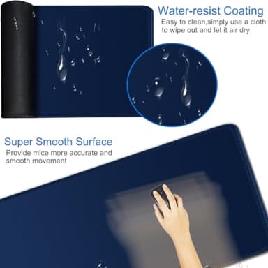 Large Mouse Pad, 31.5x15.7 inch Large Extended Computer Keyboard Mouse Mat, Water Resist Non-Slip Mousepad Rubber Base Long XXL Desk Mouse Pad for Work & Gaming, Office & Home, Dark Blue - Image 3