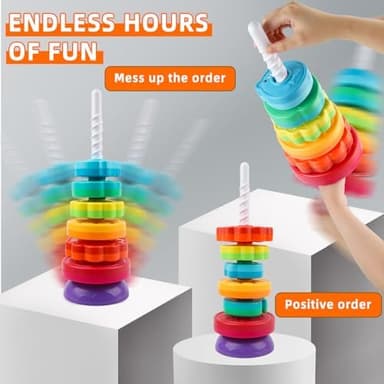 LBAIBB Spinning Stacking Toys,Spin Toy for Toddlers 1-3,Montessori Toys for 1 Year Old,Rainbow Spin Tower,Autism Sensory Learning Toy,Suitable for Gifts for Boys and Girls - Image 5
