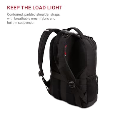 SwissGear 5505 Cecil 16” Laptop Backpack Black – Daily Laptop Bag with Gear Attachment Options – Multiple Organizer Pockets & Padded Shoulder Straps - Image 5