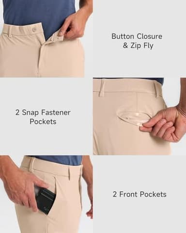 SNOWTEN Men's Golf Joggers Pants with 5 Pockets Stretch Fit Work Dress Athletic Jogger Sweatpants for Running Gym Khaki 2XL - Image 5