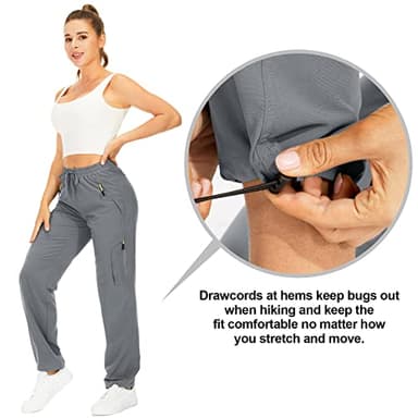 Women's Hiking Cargo Pants Quick Dry UPF50+ Outdoor Pants for Women Fishing Safari Travel Stretchy Pants with Pockets,6608,Grey,S - Image 5