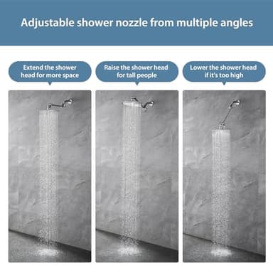 INAVAMZ Shower Head Extension Arm: 10" Universal Shower Arm Extension for Rainfall & Handheld Shower Head, Height & Angle Adjustable, Chrome - Image 5