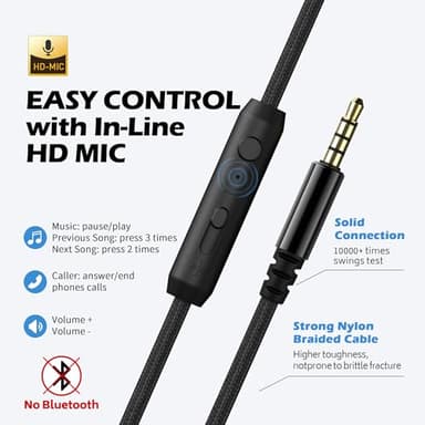 AILIHEN C8 Headphones Wired, On-Ear Kids Headphones with Microphone and Volume Control Foldable Corded Stereo 3.5mm Headset for School Teens Smartphones Chromebook Laptop Tablets Travel (Black Blue) - Image 5