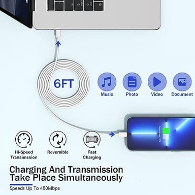 【Apple MFi Certified】Fast Charger iPhone,Fast i Phone Charging Cord 3Pack iPhone Charger Fast Charging Plug Block 6FT USB C to Lightning Cable for iPhone 14/14 Pro Max/Plus/13 Mini/12/11/XR/XS,AirPods - Image 5