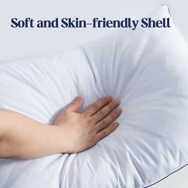 puredown Pillows Queen Size Set of 2, Soft Polyester Fabric Bed Pillow for Sleeping, Goose Feather Down Pillows, Hotel Bed Pillow 2 Pack - Image 4