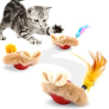 JLDVP Cat Interactive Ball Toy with Feather, The Upgrade Agile Moving Cats Ball, Touching Automatic Moving for Bored Indoor Adult, 3-in-1 Pet Toy for Indoor - Image 1
