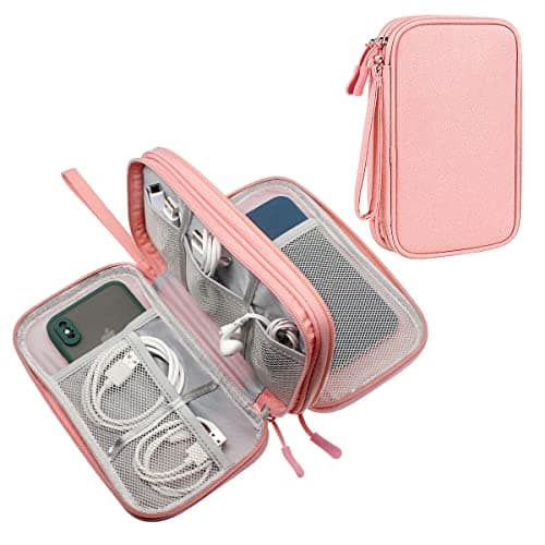 DDgro Travel Accessories for Women, Electronics Organizer Pouch Bag for Tech Accessory & Airplane Essentials (Medium, Pink) - Image 1
