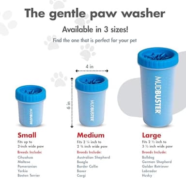 Dexas MudBuster Portable Dog Paw Washer/Paw Cleaner, Medium, Pro Blue - Image 3