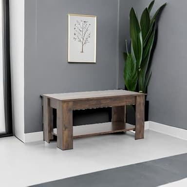 FDW Lift Top Coffee Table with Hidden Compartment and Storage Shelf Wooden Lift Tabletop for Home Living Room Reception Room Office,39.4",Brown - Image 2