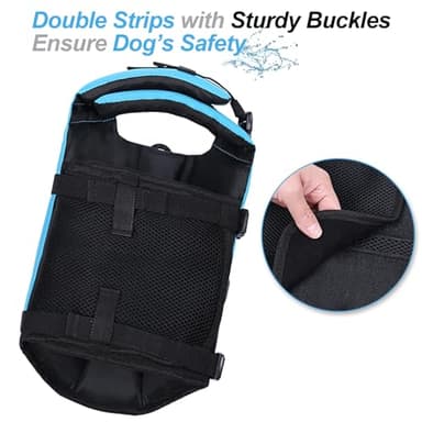 VIVAGLORY Front Float Dog Life Vest, Dog Life Jacket for Swimming & Boating, Swimming Vest with Chin Float & Handle, Ripstop & Buoyancy for Puppy Doggy, XS, Blue - Image 4