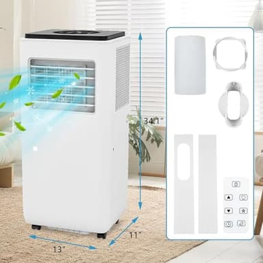 Portable Air Conditioners 8000 BTU, Energy Efficient AC Unit with Remote Control, 24H Timer, Quiet Operation for Bedroom, Office, Dorm Rooms Up to 350 Sq. Ft, White (8,000 BTU Black Top) - Image 2
