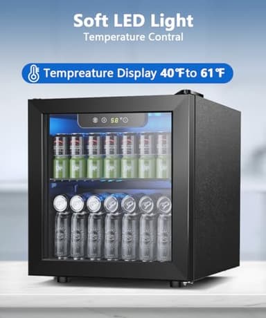 Joy Pebble Beverage Refrigerator Cooler 1.3 Cu.Ft, 12 Bottle 55 Can - Mini Fridge with Glass Door for Beer Drinks Wines,Freestanding beverage fridge with Adjustable Shelving - Image 3