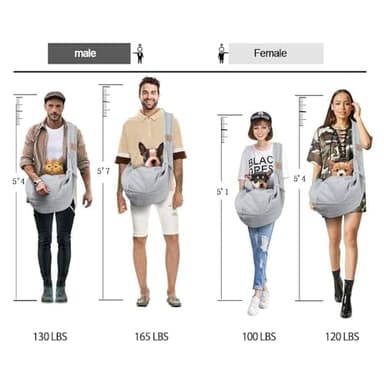 Tomkas Small Dog Sling Carrier - Classic Pocket & Classic Strap - for 3-10 lbs Pets(Grey) - Image 7